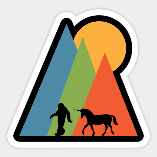 Unicorn Bigfoot Walking In The Wild Sticker